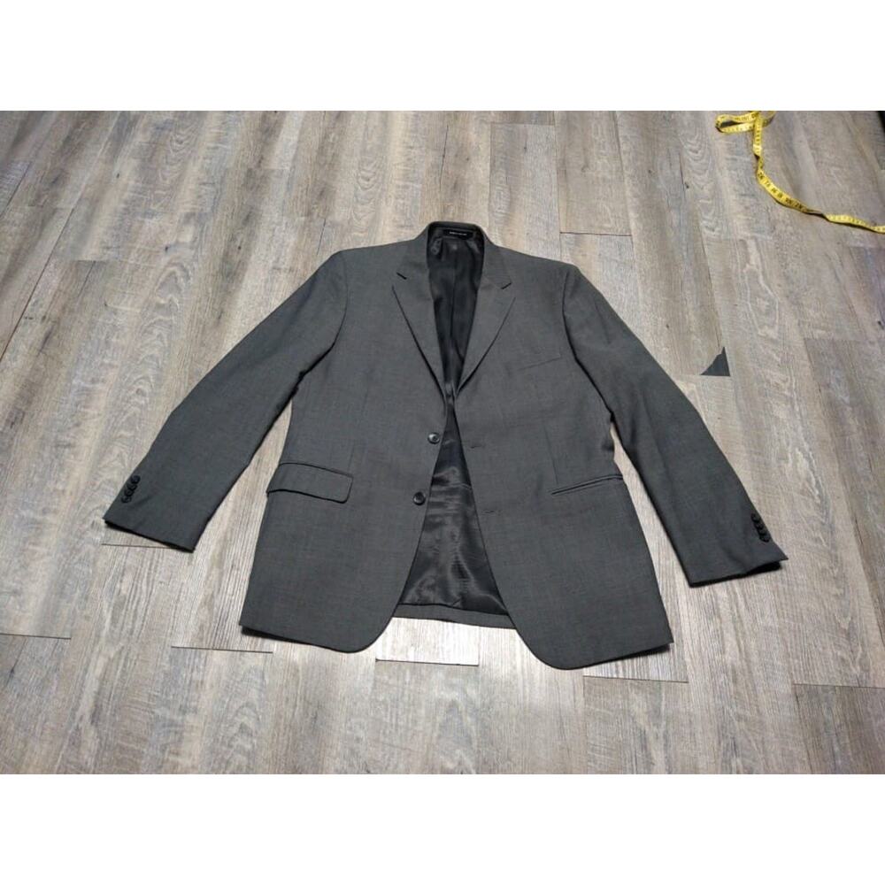 Awareness Kenneth Cole Mens 44L Gray Stripe Sports Coat 2 Button Duel Vent - Picture 14 of 15